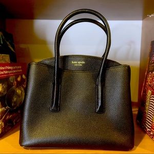 Kate Spade “Rory” medium black saffiano leather satchel